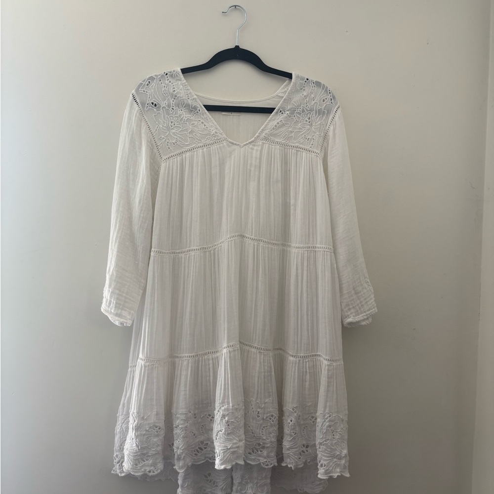 Elegant White Lace Midi Dress